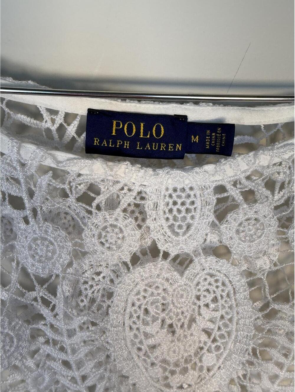 Polo Ralph Lauren white crochet top with white undershirt size Medium - Picture 5 of 7